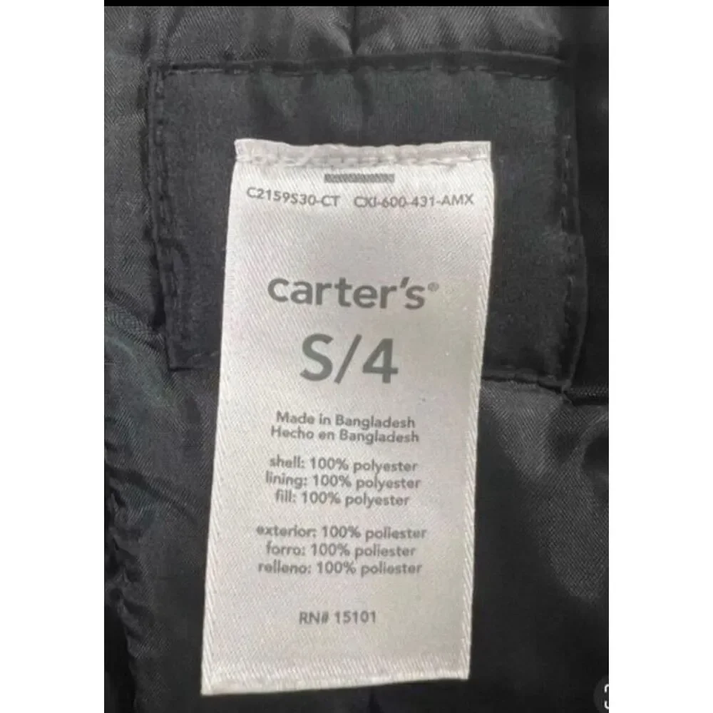 Carter's Kids Black Snow Bib Overalls Girls Size S/4 Pants Overall Winter Snow